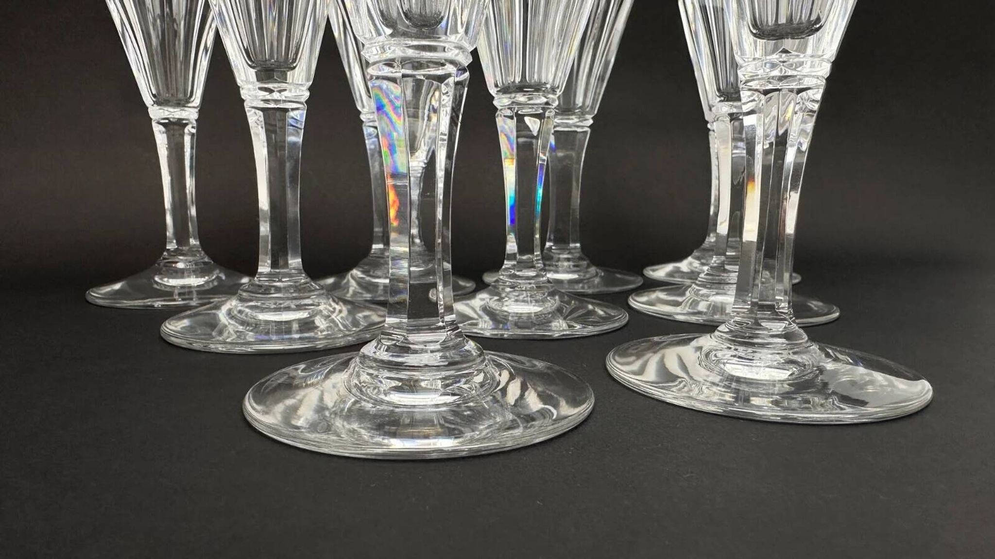 Baccarat, set of 9 champagne flutes model Duchesse de Dino