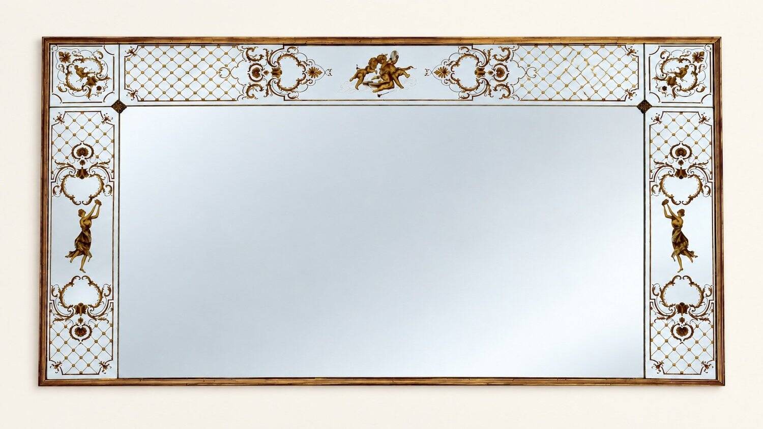Brasserie Mirror – Art Nouveau Style – Églomisé Glass – Gilded Wood