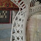 White wicker armchair