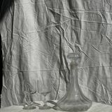 Grande carafe en verre à bouchon striée H25