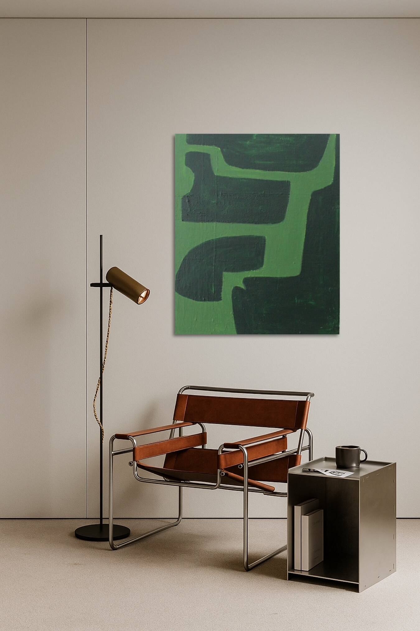 Organic abstract green on green 100x81cm