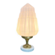 Art Deco lamp with pastel pink opaline globe.