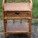 Shelf, side table, bedside table in vintage bamboo and rattan