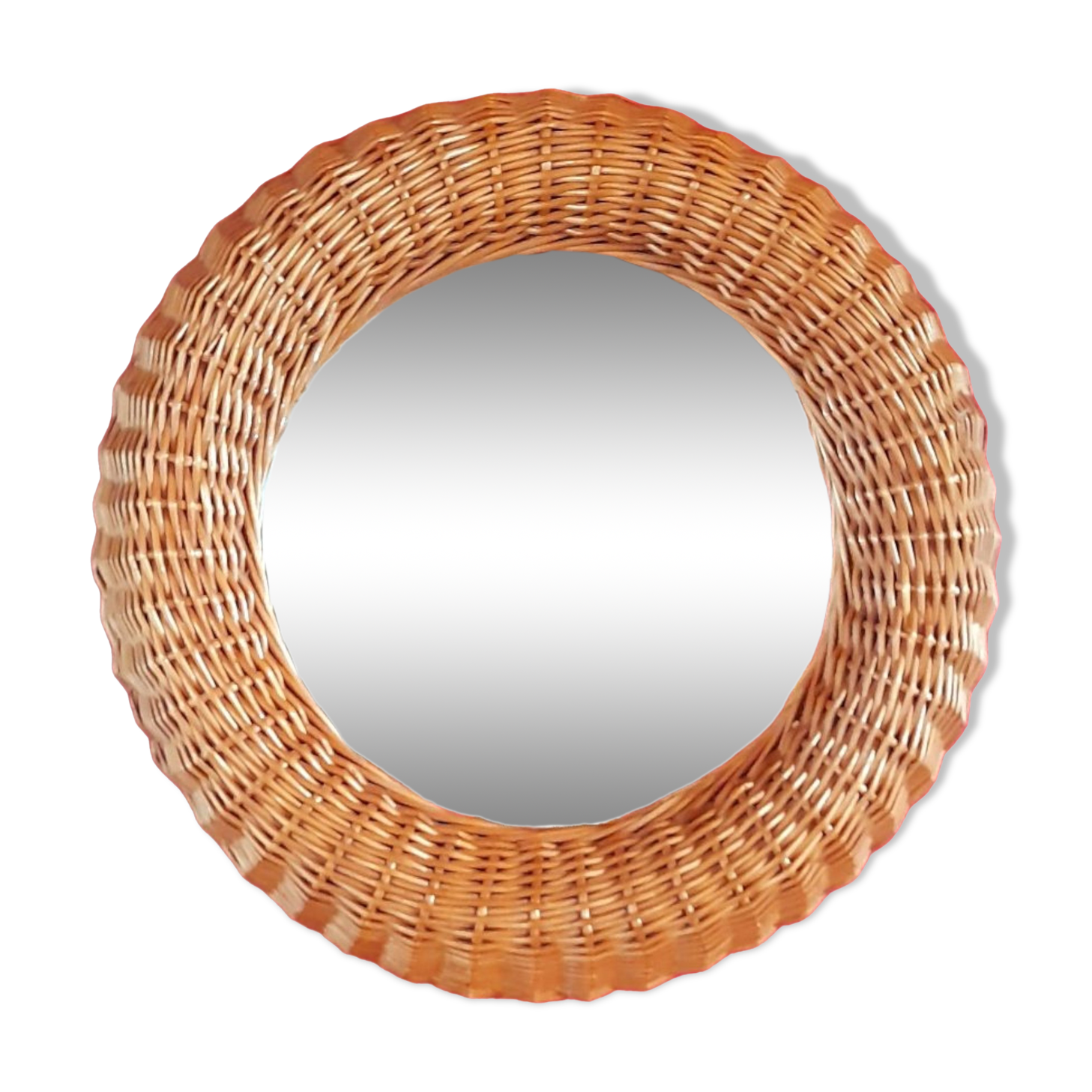 rattan mirror 60s 47cm