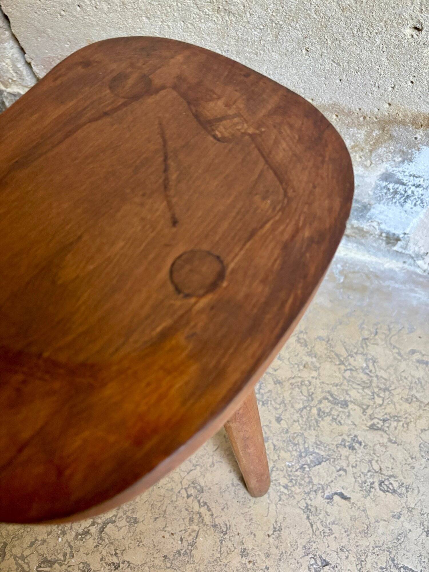 Wooden bean tripod stool no. 2