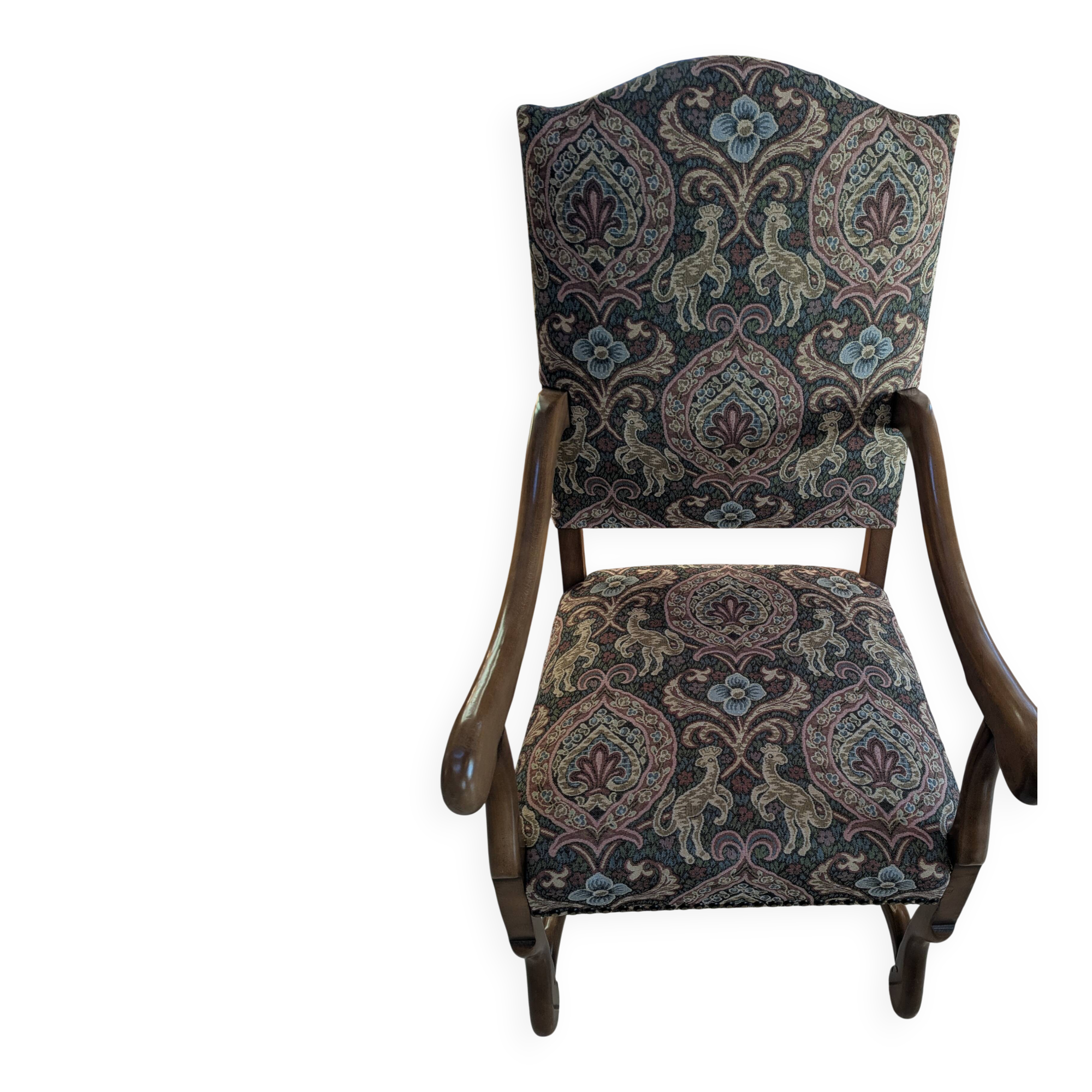 Set of 3 Louis Philippe upholstered armchairs