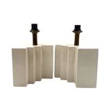 Hollywood regency set of 2 ceramic table Lamps, France 1970s