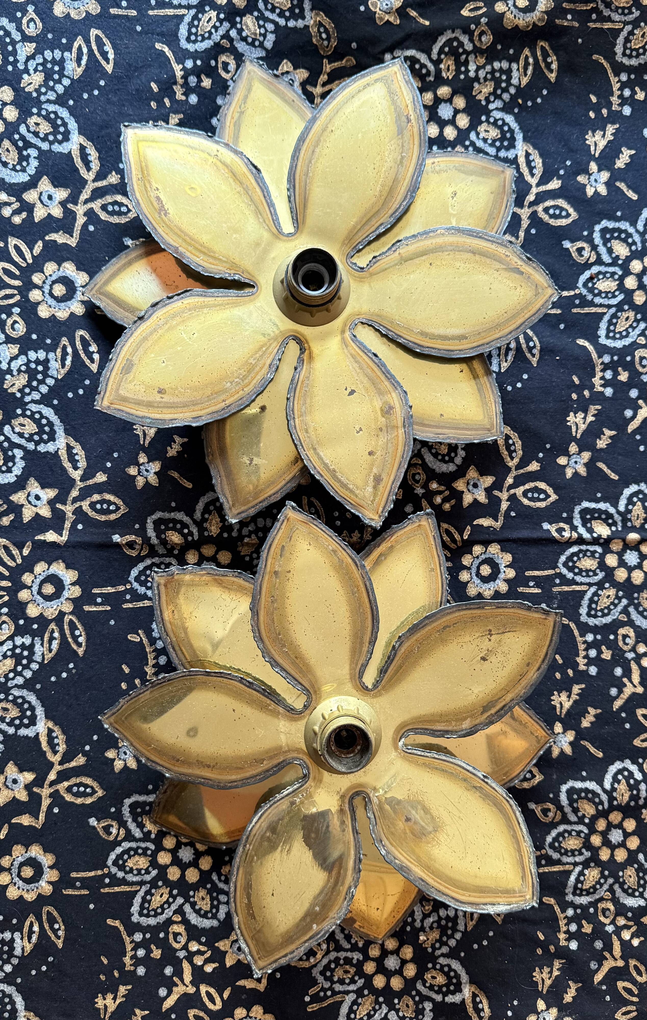 Paire d’appliques fleurs vintages Techoueyres pour Maison Jansen 70’s