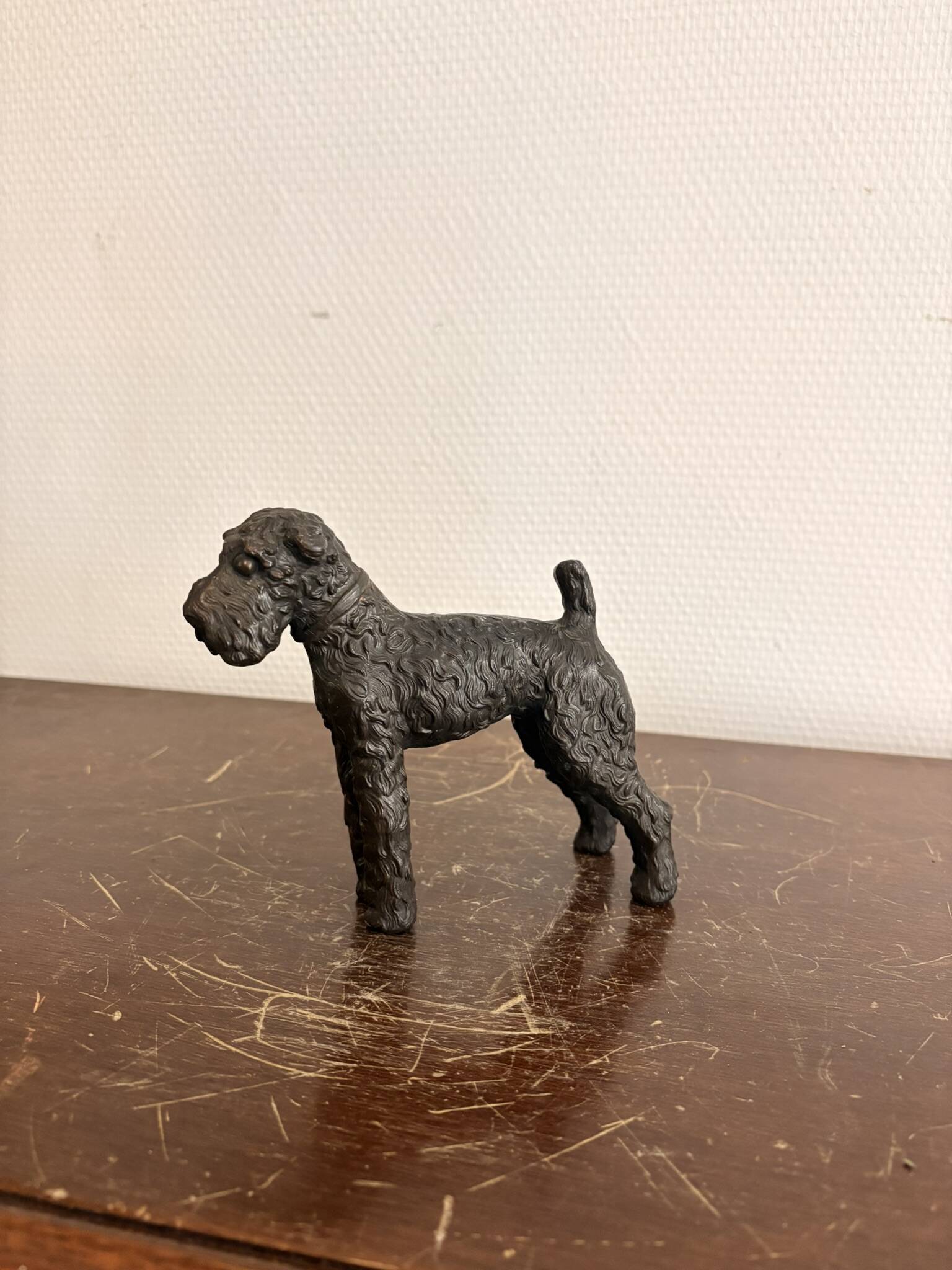 Antique Sculpture Airedale Terrier Welsh Regule Art Deco 1930