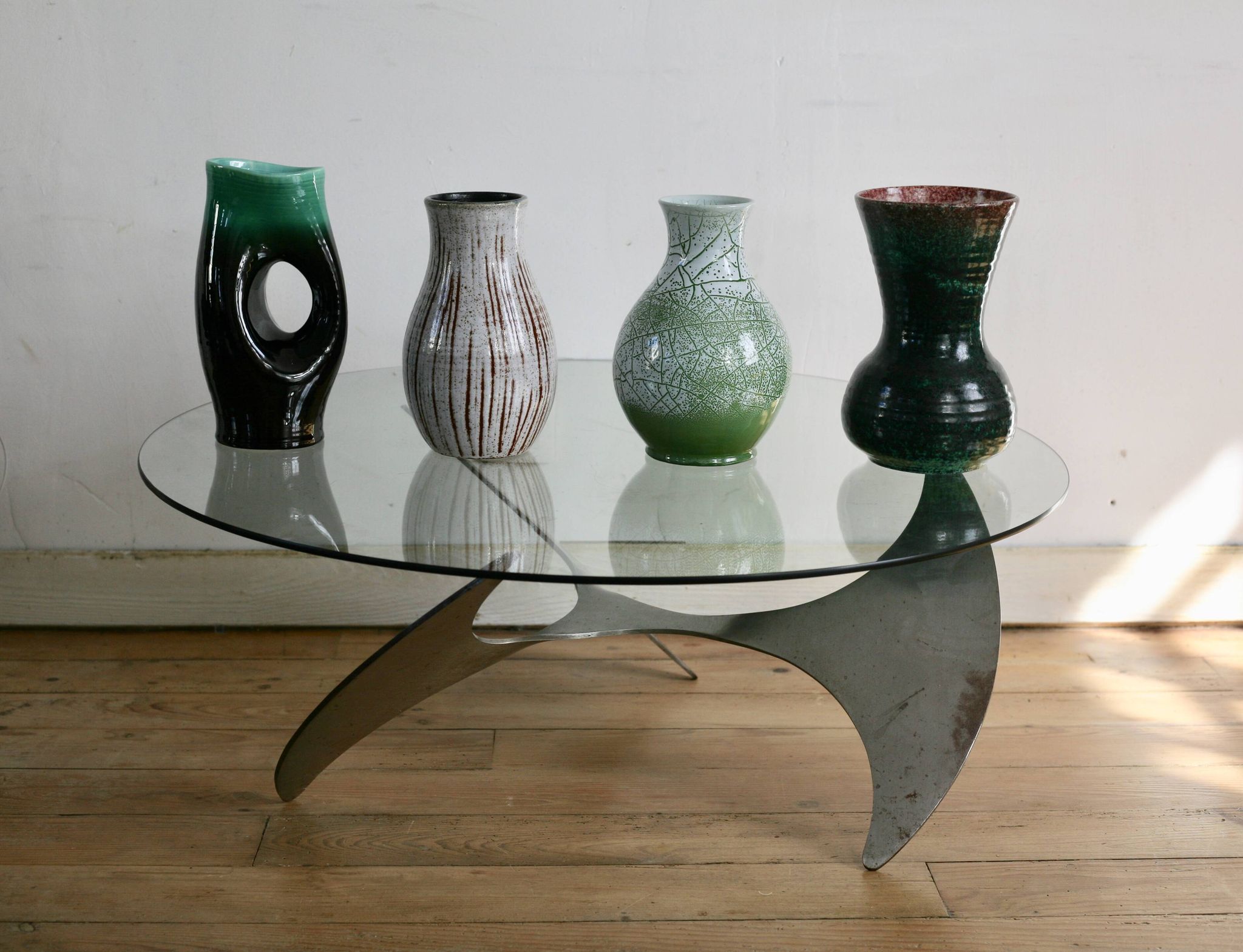 Set of 4 Accolay vases, signed ceramics, France, 1960s
