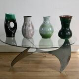 Set of 4 Accolay vases, signed ceramics, France, 1960s