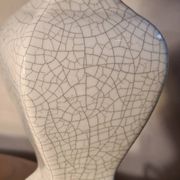 pair of cracked ceramic and wood lamps, 36x23 lampshade and electrical inter o