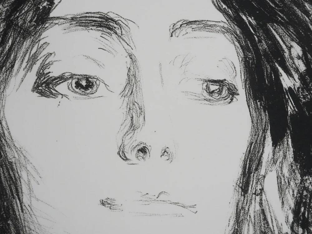 Edvard Munch: Brooch, Eva Mudocci, signed lithograph