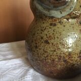 Pied de lampe hibou en grès pyrité signée Guy Baudat