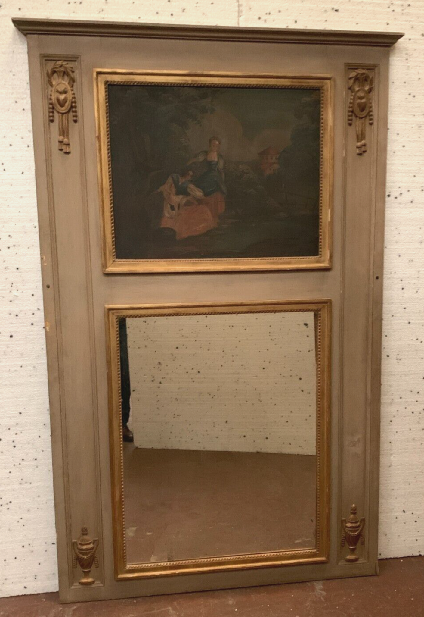 Louis XVI style Trumeau in patinated and gilded wood