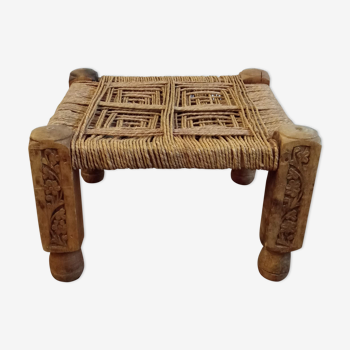 Tabouret corde et bois charpoy