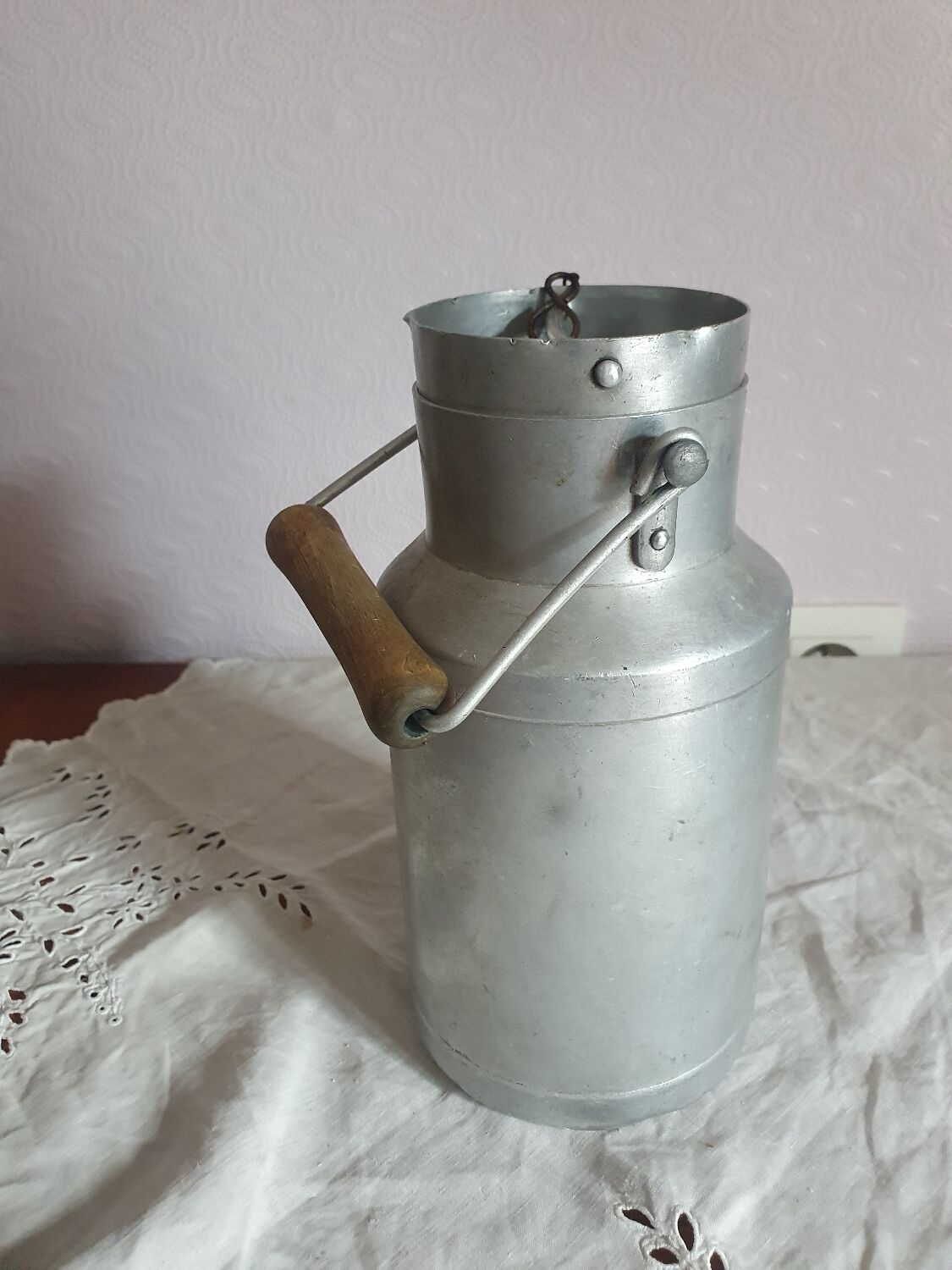Milk jug whole milk can in vintage aluminum