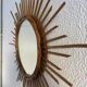 Miroir vintage 1960 soleil rotin osier - 55 cm