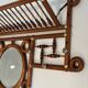 Curved Wooden and Brass Wall Coat Rack, Arts & Crafts, Austria, glass