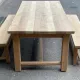 2 stripped farmhouse benches in solid oak, 1970, 175cm.