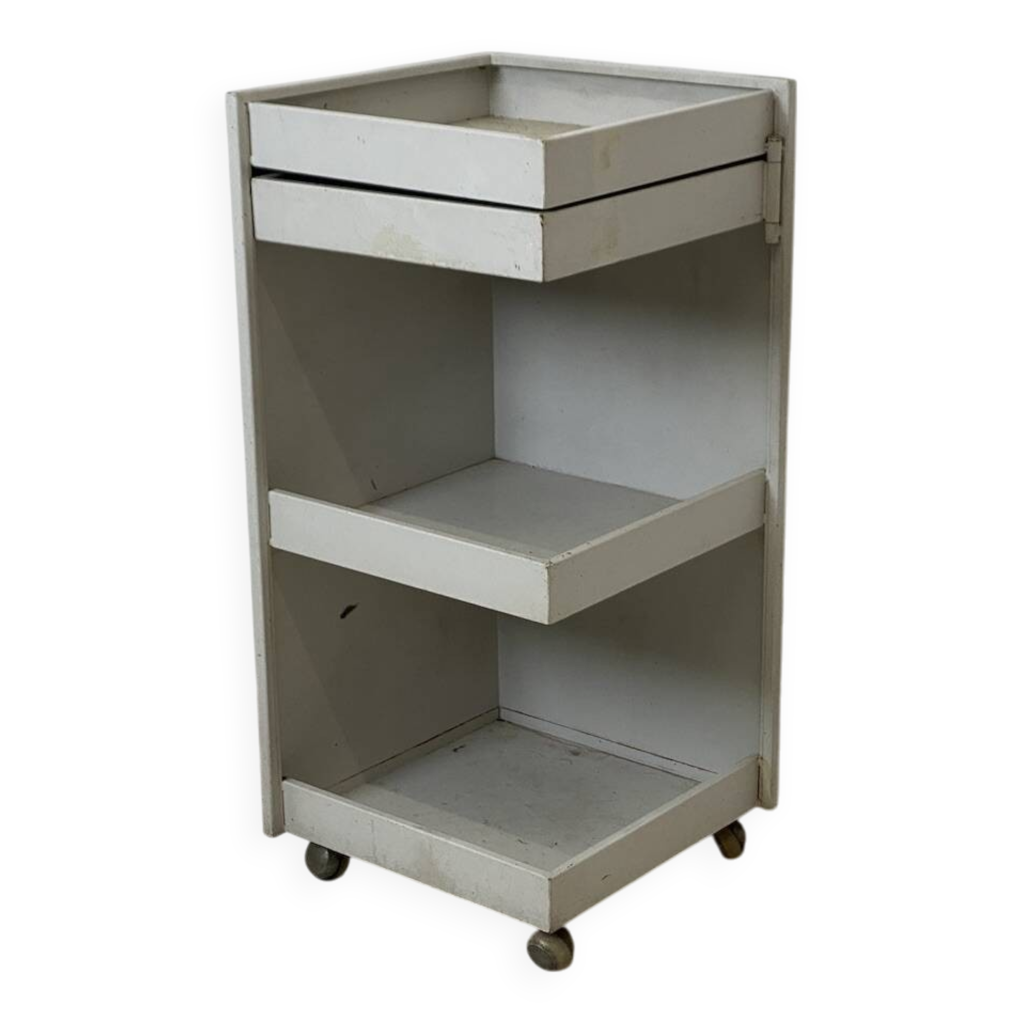 Vintage gray metal architect's trolley, Bieffe Padova style