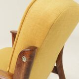 Vintage Scandinavian style yellow retro velvet armchair 1960s