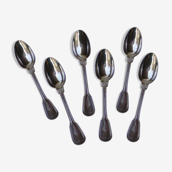 Six dessert spoons in silver metal "in the net"