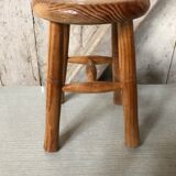 Pair old milking stool door pots light wood vintage