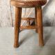Pair old milking stool door pots light wood vintage