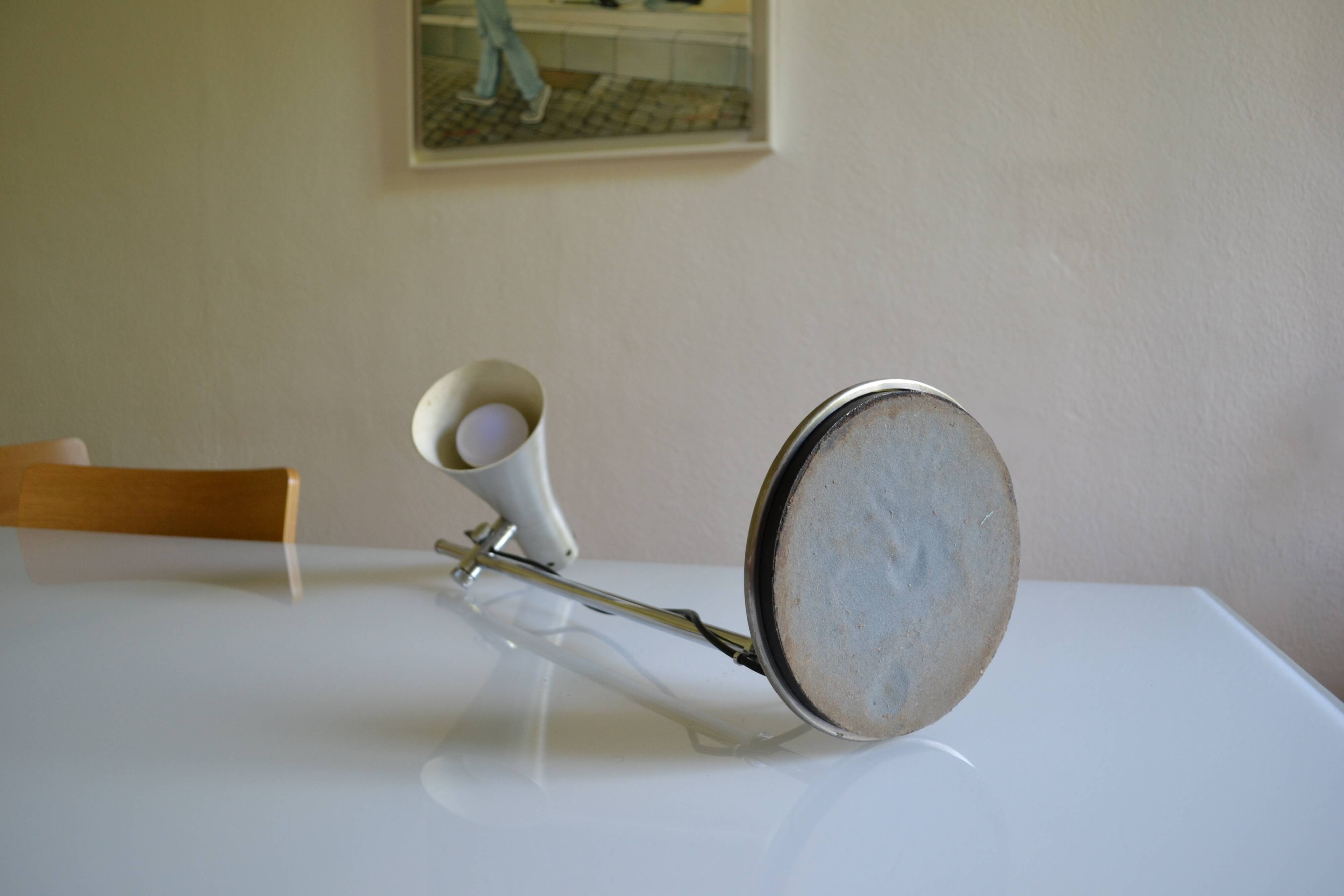 Brushed aluminium and chrome metal desk lamp 70's 1970