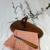 Olive wood cheese platter with knife (probably not original)