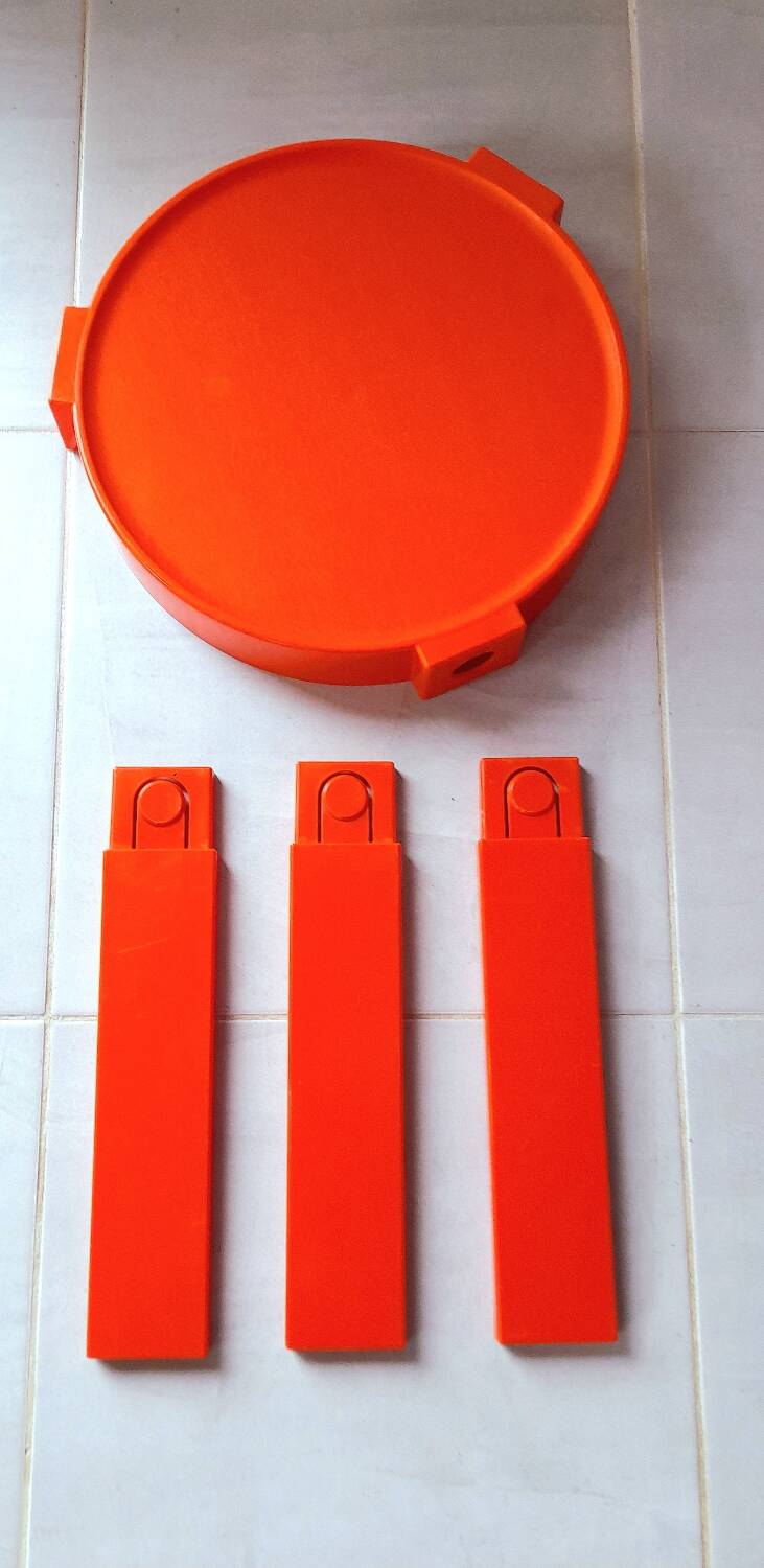 Prisunic orange side table 70s