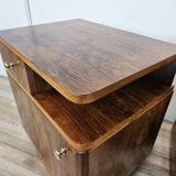 Tables de chevet Art Déco en noyer et laiton, 1940