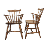 Set of 2 Scandinavian birch chairs "Pinnstolar", Nesto, Nässjö, Sweden, 1960