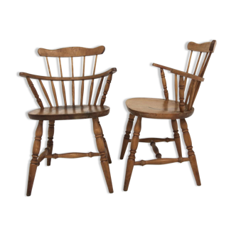 Set de 2 chaises scandinave en bouleau "Pinnstolar", Nesto, Nässjö, Suède, 1960