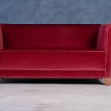 Vintage Red Velvet Sofa, 1950s
