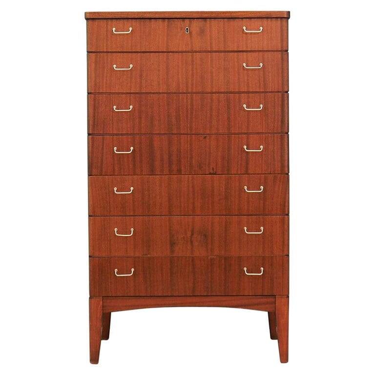 Commode en acajou, design scandinave, années 1970, production : Danemark