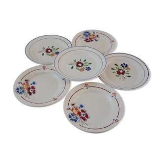 Set of 6 mismatched dessert plates Luneville and Moulin des Loups