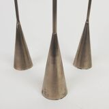 Set of three 1970s design candlesticks