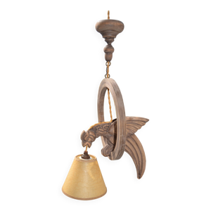 suspension en bois ''oiseau'' - noire
