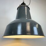 Large Grey Enamel Industrial Factory Lamp from Elektrosvit, 1960s