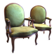 Pair of wide Louis XV armchairs reupholstered to new.