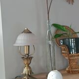 Vintage lamp in metal with brass finish and frosted opaline glass – 2 available