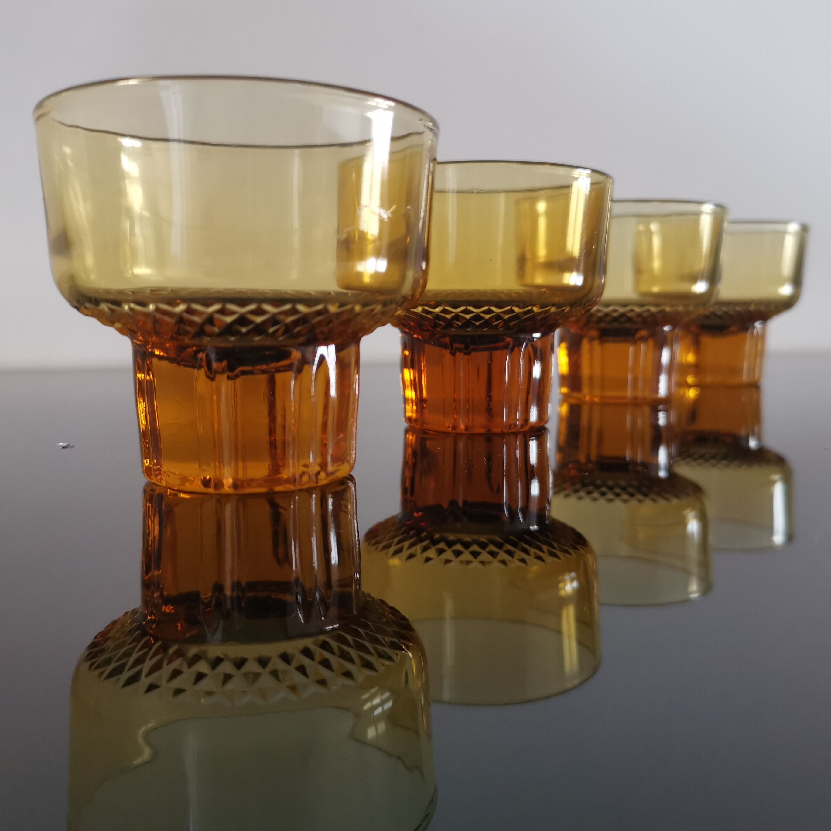 Vintage amber orange Italian espresso cups