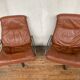 Pair of Scandinavian leather relax vintage armchairs brand Kebe