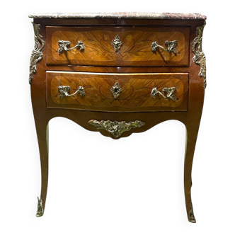 Curved veneered wooden commode in Louis XV / XX century style.