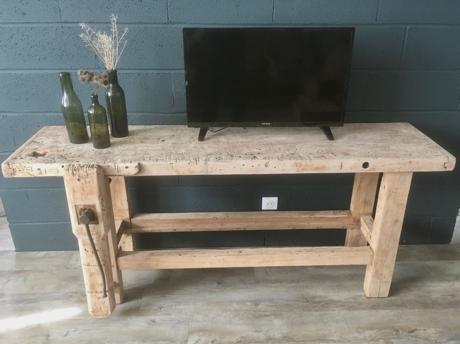 Antique workbench in light wood