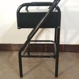 Design hospital/boarding school bedside table in vintage black metal 1920.
