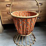 Vintage rattan sewing basket