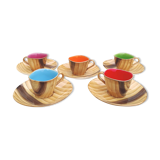Coffee service Vallauris ceramic wood decoration